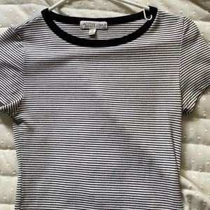 black and white striped crop top